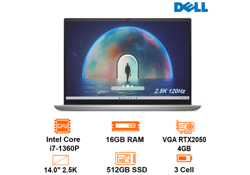  Laptop Dell Inspiron 14 5430 - Silver - 14" 16:10 2.5K 100% SRGB; Intel Core I5-1340P; 16GB On; 512GB SSD NVMe (N5430-I5P165W11SL2050), Ảnh. 1 
