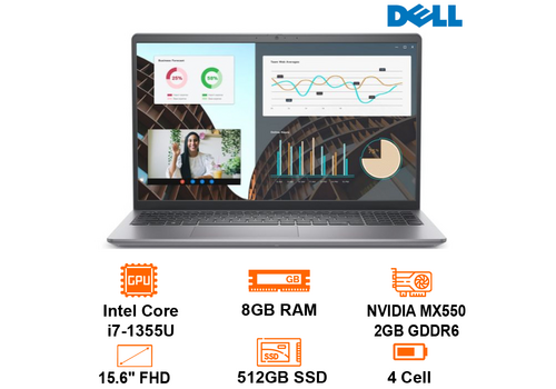  Laptop Dell Vostro 15 3530 - Gray - 15.6 FHD; Intel Core I7-1355U; 8GB; 512GB SSD  (V3530-I7U085W11GRD2), Ảnh. 1 