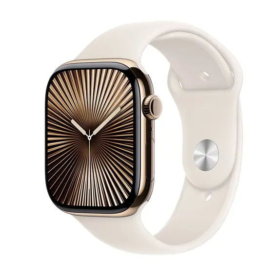 Apple Watch S10 (Titan Sport) 42mm Vỏ Titan Vàng - Dây Sport Band (Vàng) (New Seal), Chọn kích cỡ màn: 42mm, Màu: Vỏ Titan Vàng, Dây đồng hồ: Dây Sport Band (Vàng), Kích thước dây: Size S/M (130-180mm)