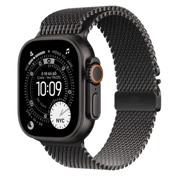 Apple Watch Ultra 3 (Milan) 49mm Vỏ Titan Đen - Dây Milan (Đen) | Bản Quốc Tế (New Seal), Chọn phiên bản: Bản Quốc Tế, Màu: Vỏ Titan Đen, Dây đồng hồ: Dây Milan (Đen), Kích thước dây: Size L (165-210mm)