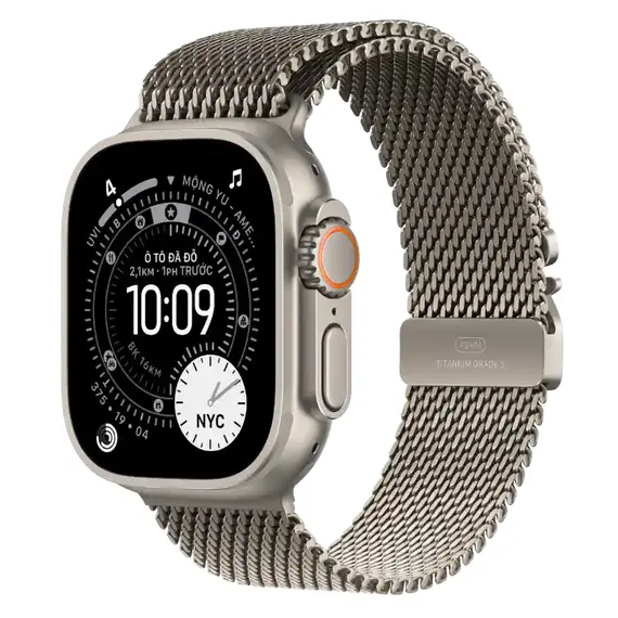 Apple Watch Ultra 3 (Milan) 49mm Vỏ Titan Tự Nhiên - Dây Milan (Tư Nhiên) | Bản Quốc Tế (New Seal), Chọn phiên bản: Bản Quốc Tế, Màu: Vỏ Titan Tự Nhiên, Dây đồng hồ: Dây Milan (Tư Nhiên), Kích thước dây: Size S/M (130-180mm)