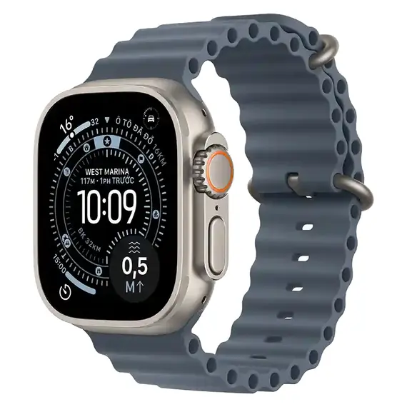 Apple Watch Ultra 3 (Ocean) 49mm Vỏ Titan Tự Nhiên - Dây Ocean (Xanh Mỏ Neo) | Bản Quốc Tế (New Seal), Chọn phiên bản: Bản Quốc Tế, Màu: Vỏ Titan Tự Nhiên, Dây đồng hồ: Dây Ocean (Xanh Mỏ Neo)