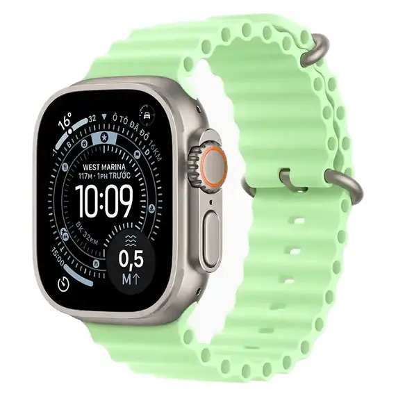 Apple Watch Ultra 3 (Ocean) 49mm Vỏ Titan Tự Nhiên - Dây Ocean (Xanh Dạ Quang) | Bản VN (New Seal), Chọn phiên bản: Bản VN, Màu: Vỏ Titan Tự Nhiên, Dây đồng hồ: Dây Ocean (Xanh Dạ Quang)
