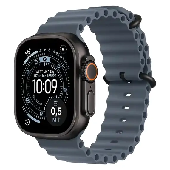 Apple Watch Ultra 3 (Ocean) 49mm Vỏ Titan Đen - Dây Ocean (Xanh Mỏ Neo) | Bản Quốc Tế (New Seal), Chọn phiên bản: Bản Quốc Tế, Màu: Vỏ Titan Đen, Dây đồng hồ: Dây Ocean (Xanh Mỏ Neo)