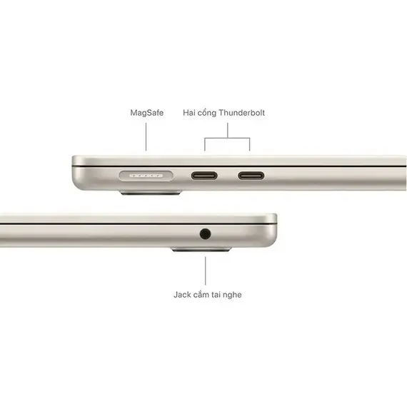 MacBook Air (M3 2024) 15 inch 8CPU/10GPU 16GB/256GB Vàng | Đẹp 99%, Chọn CPU/GPU: 8CPU/10GPU, Chọn bộ RAM/SSD: 16GB/256GB, Màu: Vàng, Chất lượng máy: Đẹp 99%, 4 image