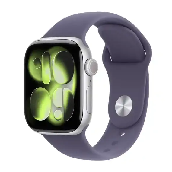 Apple Watch S11 (Nhôm GPS) 42mm Vỏ Nhôm Bạc - Dây Sport Band (Tím) | Bản Quốc Tế (New Seal), Chọn phiên bản: Bản Quốc Tế, Chọn kích cỡ màn: 42mm, Màu: Vỏ Nhôm Bạc, Dây đồng hồ: Dây Sport Band (Tím), Kích thước dây: Size S/M (130-180mm)
