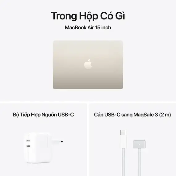 MacBook Air M5-2026 15 inch 10CPU/10GPU 16GB/512GB Vàng (New Seal), Chọn CPU/GPU: 10CPU/10GPU, Chọn bộ RAM/SSD: 16GB/512GB, Màu: Vàng, 4 image