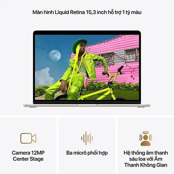 MacBook Air M5-2026 15 inch 10CPU/10GPU 16GB/512GB Vàng (New Seal), Chọn CPU/GPU: 10CPU/10GPU, Chọn bộ RAM/SSD: 16GB/512GB, Màu: Vàng, 8 image